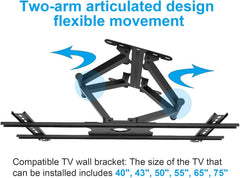 SYLVOX Full Motion Outdoor TV Wall Mount  Fits for TV Size from 40 Inch to 75 Inch  Flexible 6 Articulating Dual Arms  Wall Mount Bracket  Maximum VESA 600 x 400 mm