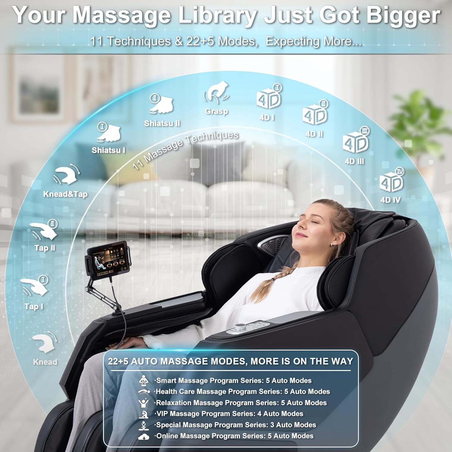 MassaMAX MT339 4D Massage Chair, Full Body Recliner with Auto Footrest, Zero Gravity, OTA Cloud Tech, SL Track, Deep Yoga Stretch, 27 Modes, APP, AI Control, and Heating (Deep Black)