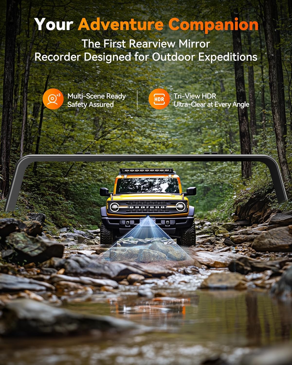 WOLFBOX G900 Tripro Bumper Version 3 Channel 4K Mirror Dash Cam  8MP STARVIS 2 IMX678 Night Vision  4K+2.5K+1080P Front and Rear Bumper Dash Cam  5.8GHz WiFi  Voice Control  Includes 256GB Card & GPS