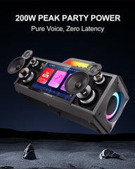Karaoke Machine for Adults - with Lyrics Display and Screen  Professional Karaoke System  2 Wireless Mics  200W Peak Power  Free Karaoke App  Portable Karaoke Speaker for Home Party and Any Occasion