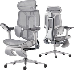 Hbada E3 Pro Ergonomic Office Chair, Big and Tall Office Chairs - with 3-Zone Dynamic Lumbar Support, 4D Adjustable Headrest, 6D Adjustable Armrests, Swivel, Grey