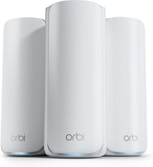 NETGEAR Orbi 770 Series Tri-Band WiFi 7 Mesh Network System (RBE773) - Router + 2 Satellite Extenders  Security Features  Up to 11Gbps  Covers up to 8 000 sq. ft.  100 Devices  2.5 Gig Internet Port
