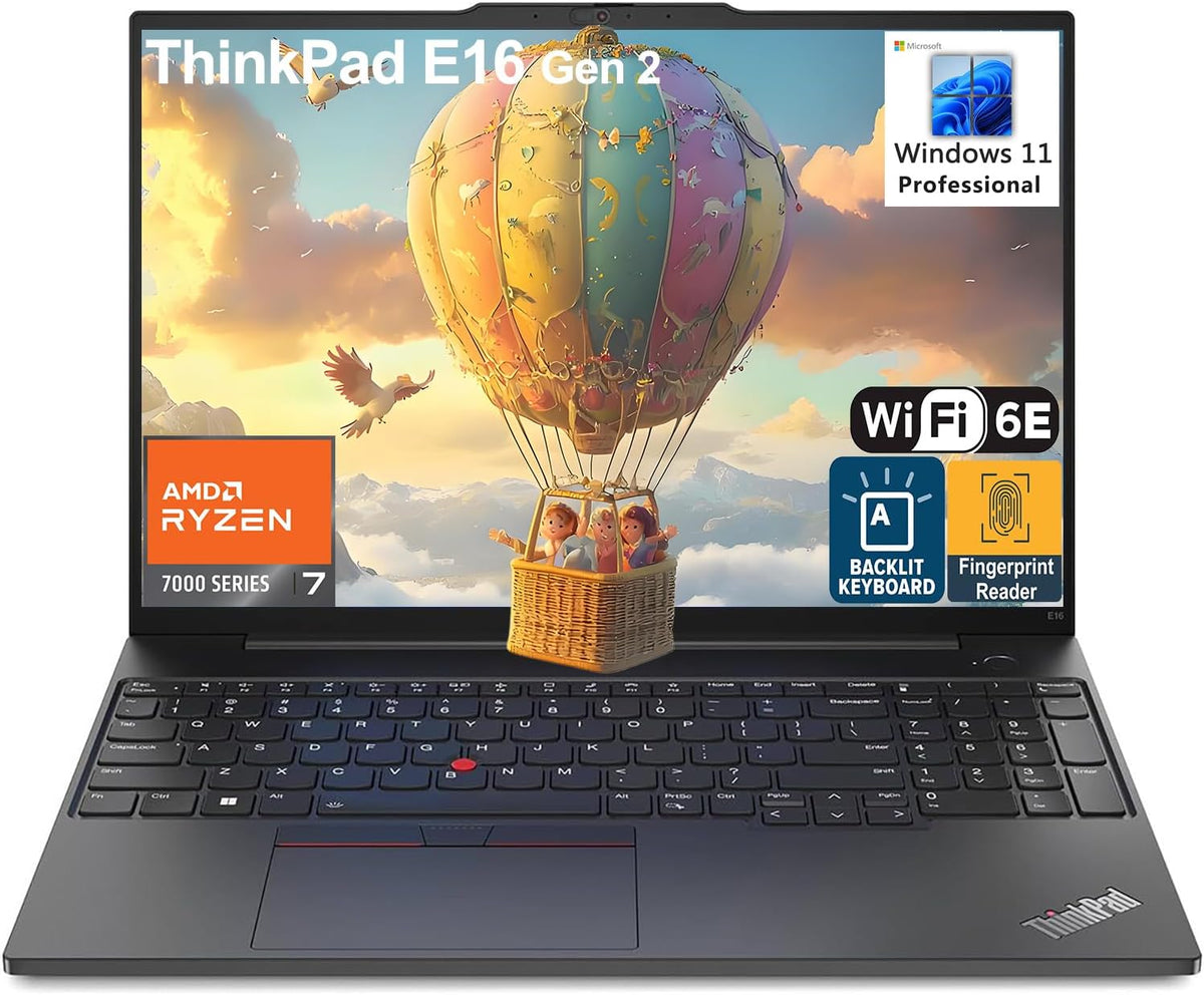 Lenovo ThinkPad E16 G2 Business Laptop Computer  16" FHD+  AMD 8-Core Ryzen 7 7735HS (Beat i7-1360P)  16GB DDR5 RAM  1TB PCIe SSD  WiFi 6E  Fingerprint Reader  Backlit Keyboard  Windows 11 Pro