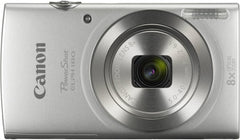 Canon PowerShot ELPH 180 Digital Camera Bundle (Silver) Compact Point and Shoot with Optical Zoom | Easy Controls Lightweight Design for Travel Family and Everyday Photography with Case and 64GB Card
