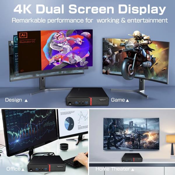 Lenovo ThinkCentre M700 Tiny Desktop PC with 24" FHD Monitor  Intel Quad Core i5-6500  16GB DDR4 RAM 256GB SSD  2 DisplayPort  Keyboard & Mouse  WiFi  Windows 11 Pro (Renewed)