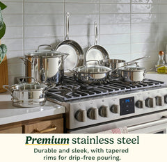 Cuisinart Chef’s Classic 11-Piece Stainless Steel Pots and Pans Set, Cookware Set Compatible with Induction, Electric, Gas Cooktops, Aluminum Core for Even Heat, Cool Grip Handles, Dishwasher Safe