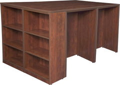 Regency Legacy Stand Up 2 Desk/Storage Cabinet/Lateral File Quad with Bookcase End- Cherry