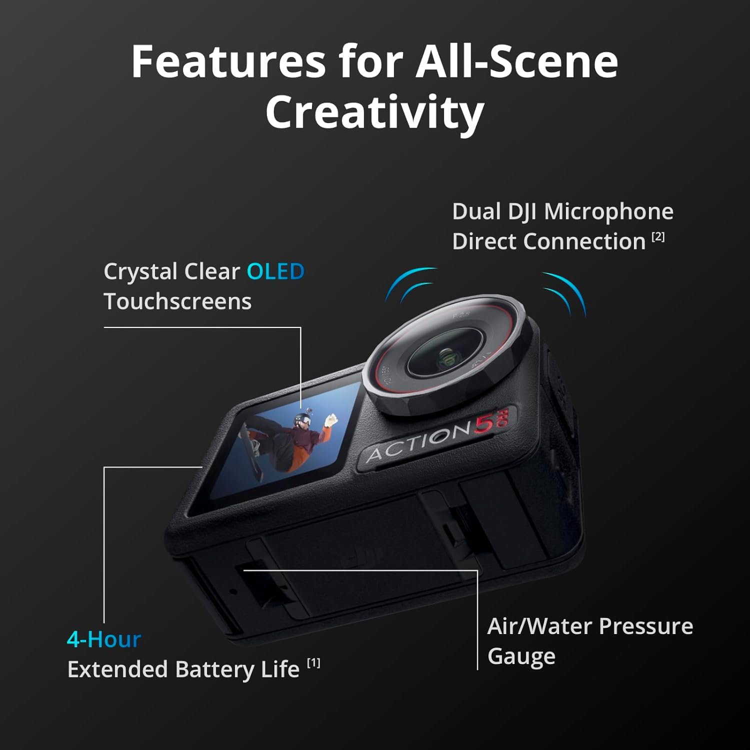 DJI Osmo Action 5 Pro Essential Combo  Waterproof Action Camera with 1/1.3" Sensor  4K/120fps Video  Subject Tracking  Stabilization  Dual OLED Touchscreens  Ideal for Sports  Vlog