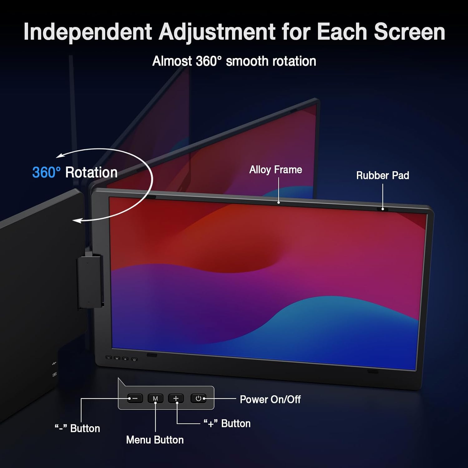 KYY 15.6" Laptop Screen Extender  1080P FHD IPS Portable Monitor  One Cable USB-C Triple Monitor  Dual Travel Screen for 12"-17'' Laptops  360° Rotation & Kickstand，X90D (Driver Need)