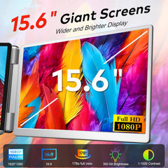 Laptop Screen Extender  15.6" FHD Laptop Monitor Extender  Triple Portable Monitor for 12"-18.5" Laptops  Plug & Play  360° Rotation Screen  Compatible with MacOS/Wins/Switch/Surface