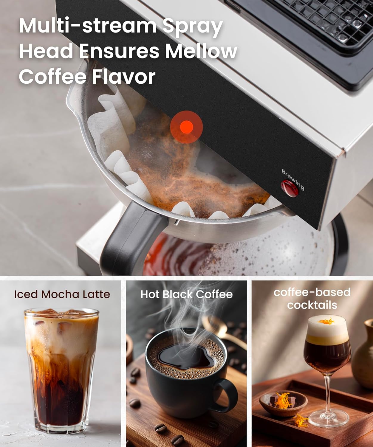 SYBO 12 Cup Coffee Maker Commercial, Pour Over Coffee Maker Brewer, Industrial Stainless Steel Cafetera with 2 Warmers