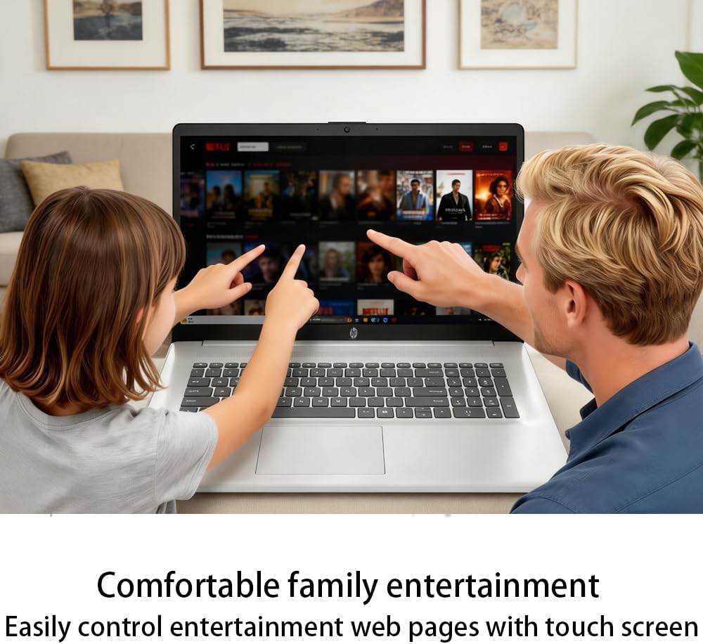 HP 17.3’’ Touchscreen Laptop Computer-Windows 11 Pro for Business & Home Use  8-Cores Intel i3-N305  32GB RAM  128GB eMMC+1TB PCIe M.2 SSD  720 HD Webcam  HDMI  Num Pad  Wi-Fi 6  1 Year Office 365