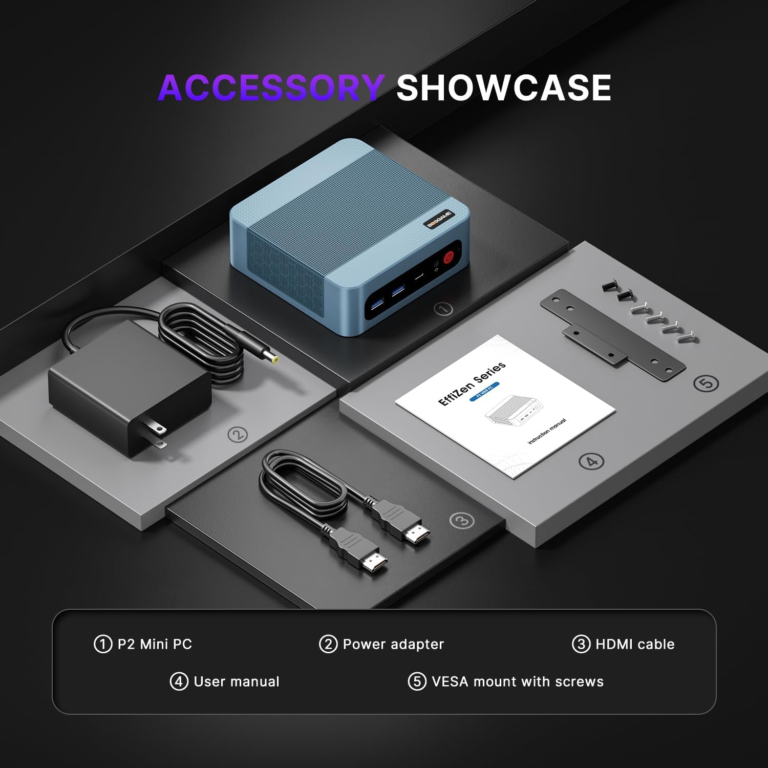 BOSGAME P2 Mini PC Intel i5-12450H (12th Gen  8-Core) | 16GB DDR4 512GB NVMe SSD | Triple 4K Display(HDMI/USB-C/DP) | Dual 2.5G LAN | Wi-Fi 6 & BT 5.2 | Win 11 Pro | Compact Desktop for Office  HTPC
