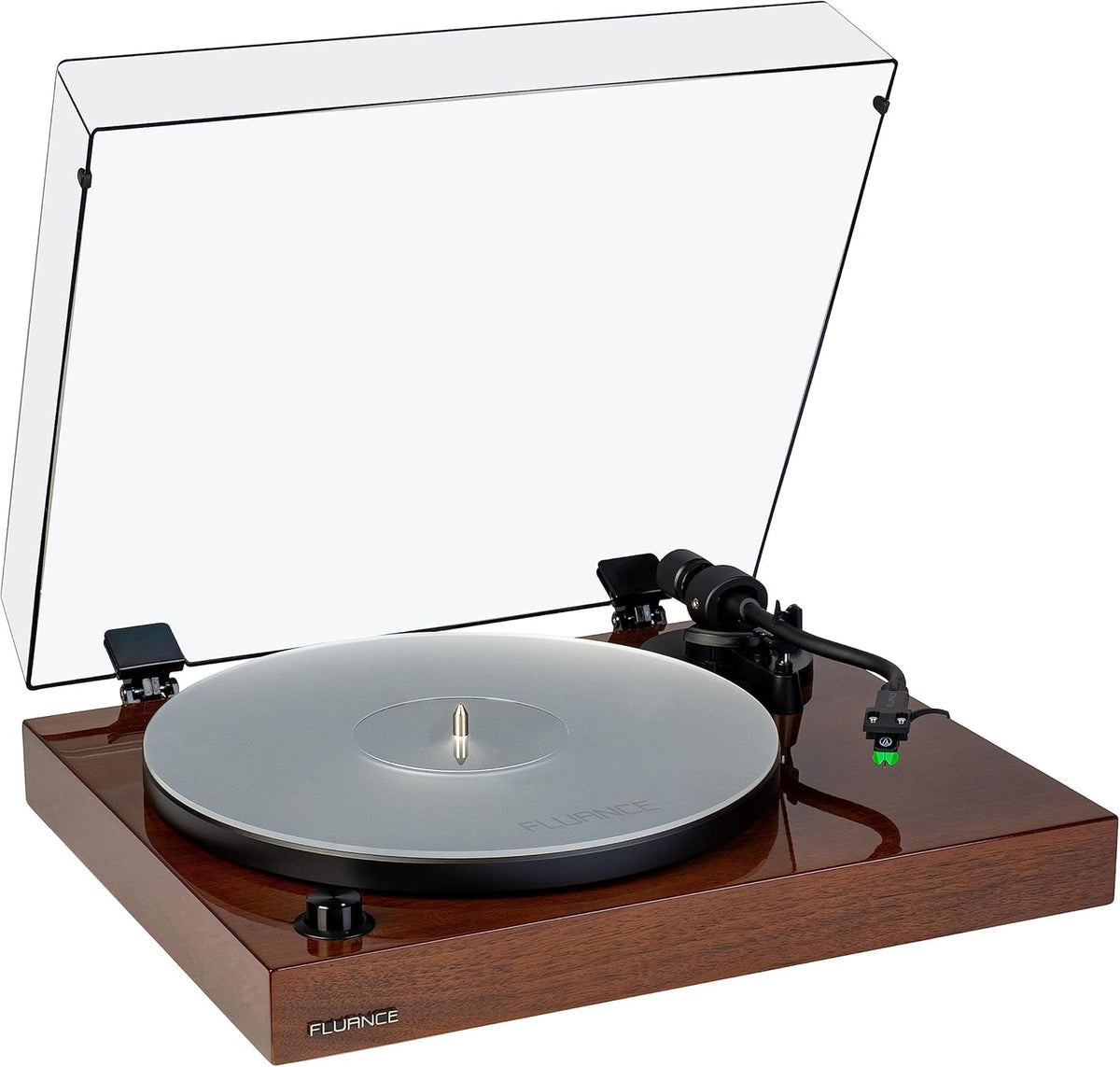 Fluance RT81+ Elite High Fidelity Vinyl Turntable Record Player  Audio Technica VM95E Cartridge  Anti-Resonant Platter  Acrylic Mat  Phono Preamp Wood Plinth Adjustable Isolation Feet - Natural Walnut