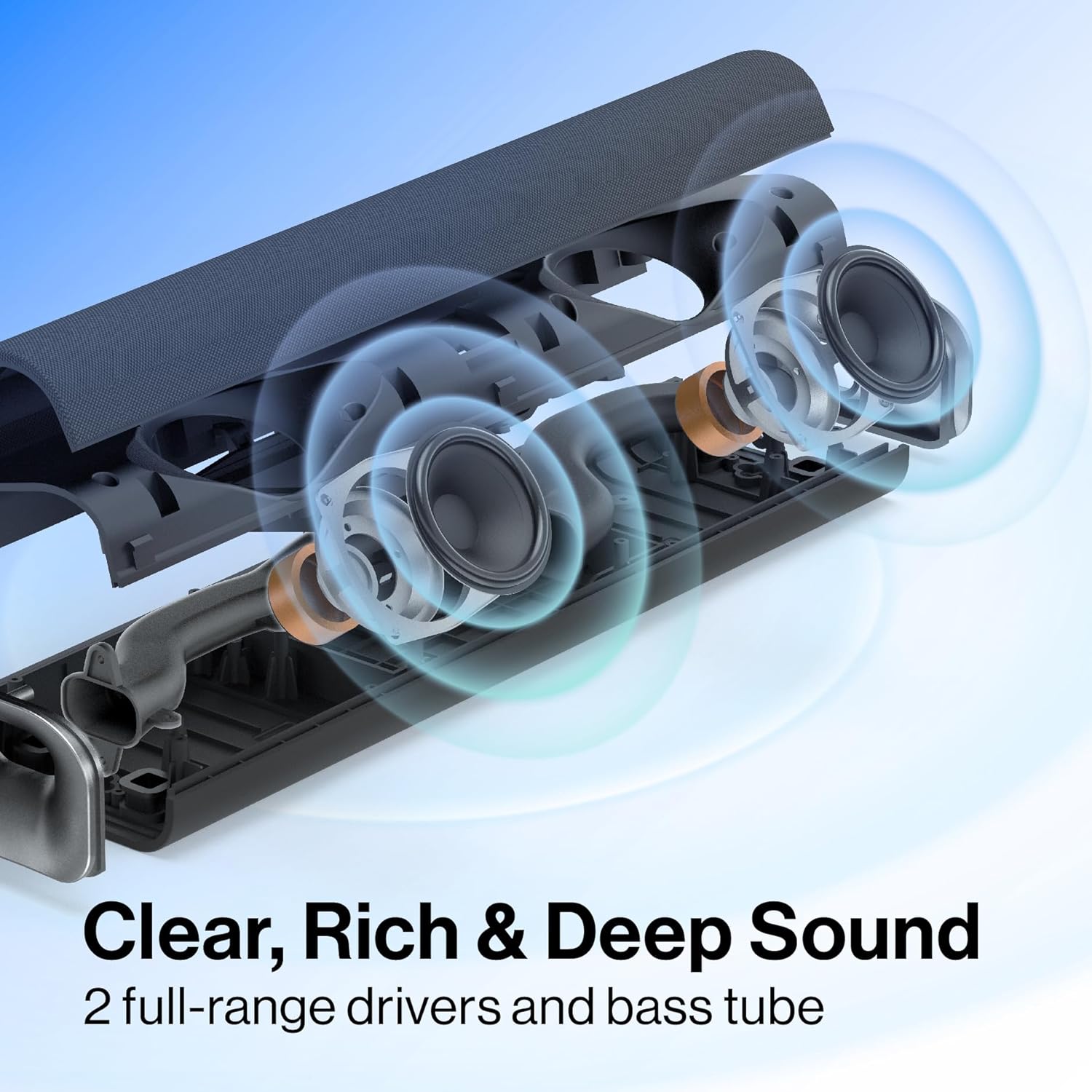OXS Thunder Lite PC Gaming Soundbar  Sound Bars for TV with Virtual Surround Sound  2 Full-Range Drivers  Bass Tube  Compact Design  HDMI/AUX/Optical Compatible  Bluetooth 5.0 Wireless Connection