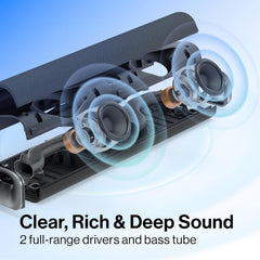 OXS Thunder Lite PC Gaming Soundbar  Sound Bars for TV with Virtual Surround Sound  2 Full-Range Drivers  Bass Tube  Compact Design  HDMI/AUX/Optical Compatible  Bluetooth 5.0 Wireless Connection