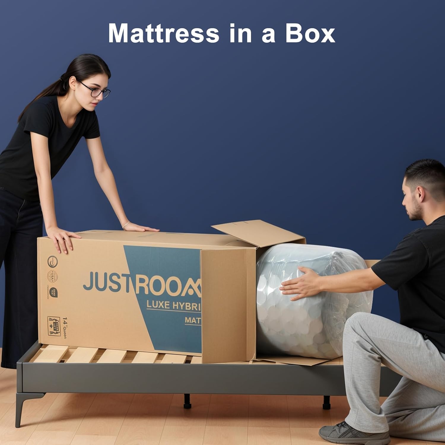 King Size Mattress Firm Mattress 14 Inch for Back Pain Relief,Breathable Cooling Ice Silk Top,Gel Memory Foam, Individual Pocket Spring, Hybrid Mattress King in a Box CertiPUR-US Certified