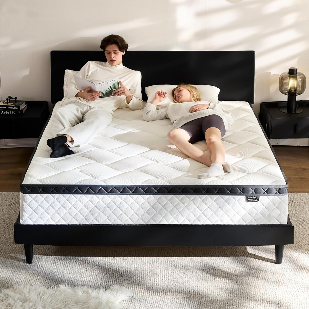 King Size Mattress in a Box, 12 Inch Hybrid Mattress with Individual Pocket Spring & Memory Foam, Soft, Motion Isolation, Medium Firm Comfort for Pressure Relief, CertiPUR-US Certified
