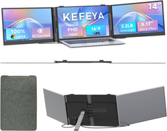 Triple Laptop Screen Extender 0.17" Ultra-Thin  14" 1080P FHD Portable Monitor for Laptops 13-17.3"  Laptop Monitor Extender 2.2 LB Lightest  USB-C HDMI Plug-Play for Mac Windows PS Switch Work Travel