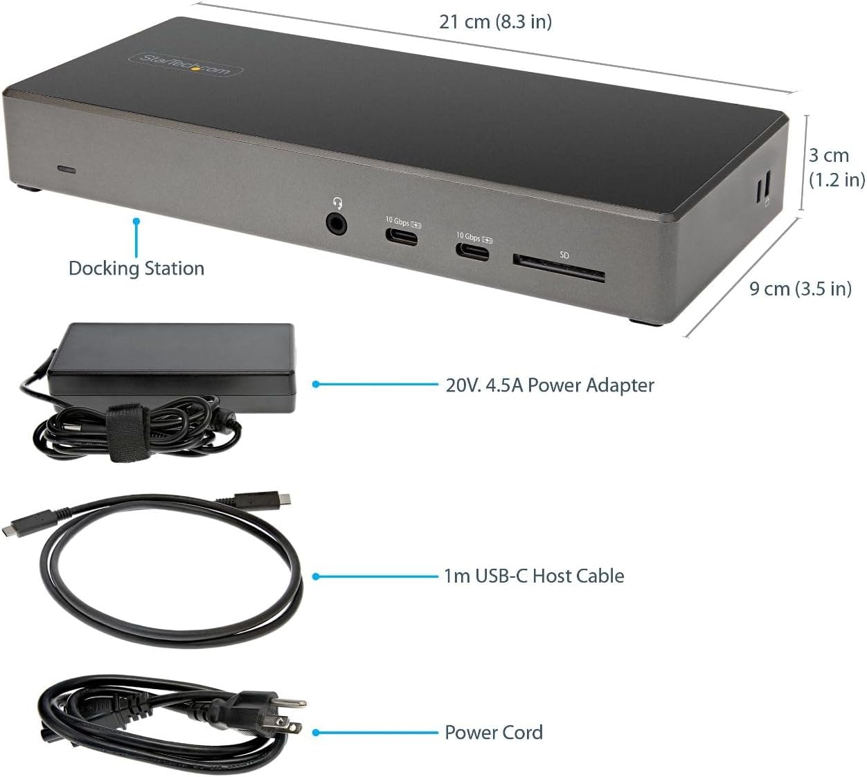 StarTech.com USB C Triple 4K Monitor Docking Station - 100W Power Delivery - DP 1.4 Alt Mode & DSC  2 DisplayPort/HDMI 2.0-6 USB (2 at 10Gbps)  SD - Windows/Chrome (DK31C2DHSPD) - Black & Space Gray