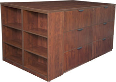 Regency Legacy Stand Up 2 Lateral File/ 2 Desk Quad with Bookcase End- Cherry