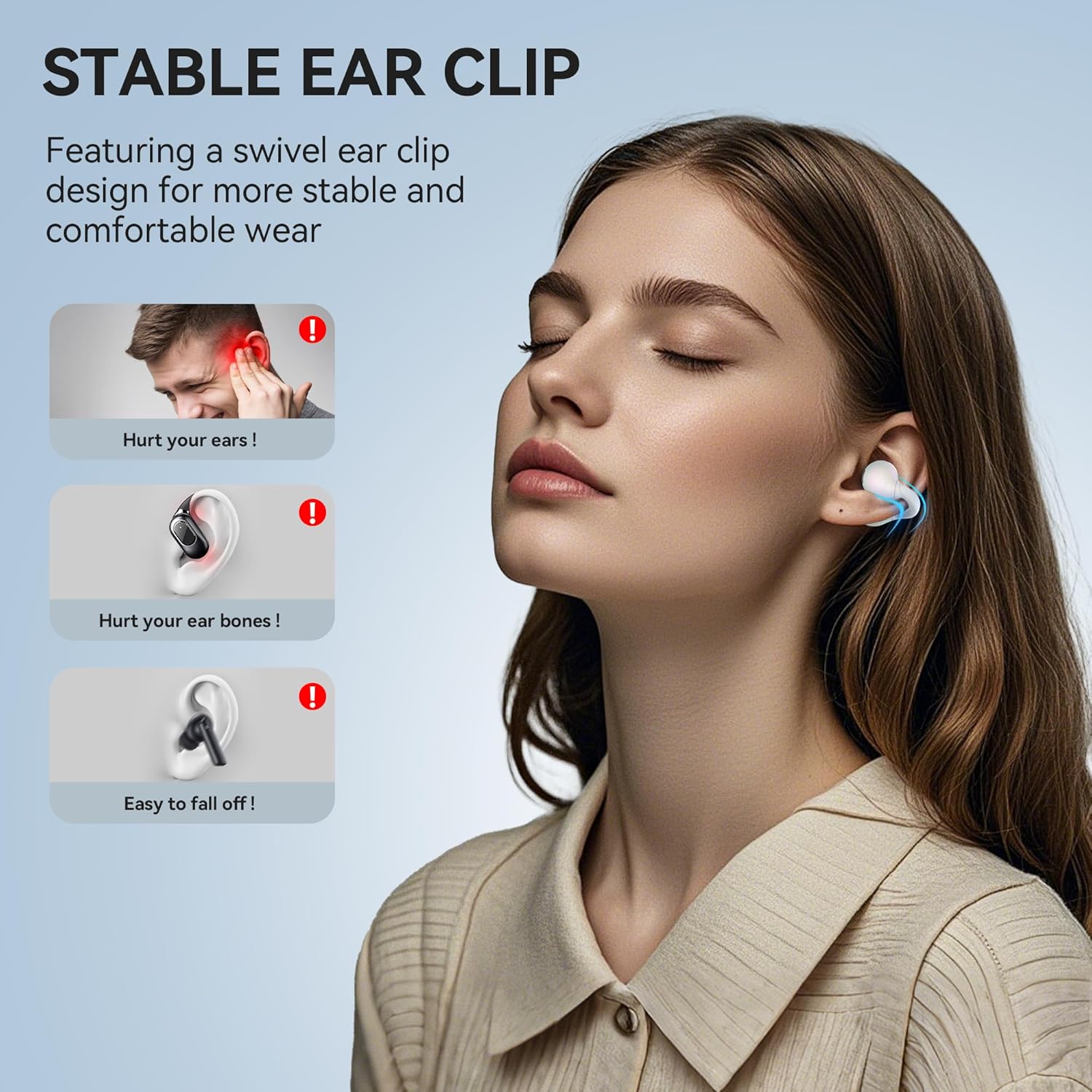 Oraolo Open Ear AC600 Headphones  Bluetooth 6.0 Wireless Earbuds with HiFi Stereo  Clip-On Earbuds with ENC Clear Call  24H Playtime  Touch Control  IPX6 Waterproof Wireless Headphones for Outdoor