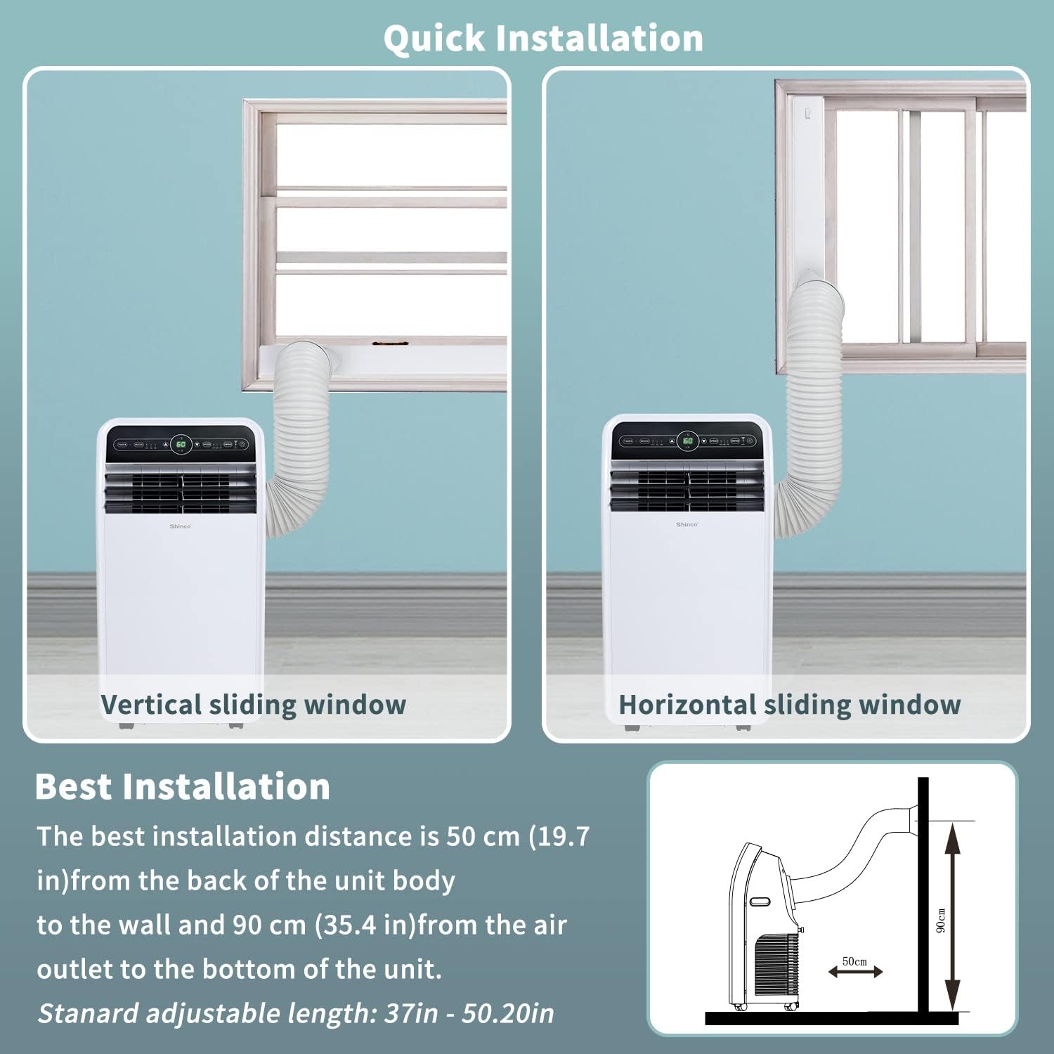 Shinco 12,000 BTU Portable Air Conditioner with WiFi, Portable AC Unit with Built-in Cool, 3-in-1 Cooling Fan & Dehumidifier for Rooms up to 400 Sq.Ft, Remote, 24H Timer, Installation Kits