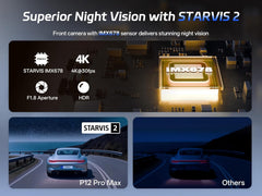 Pelsee 4K+2.5K Mirror Dash Cam with Front Starvis 2 IMX678 & Rear IMX335  12" Rear View Mirror Camera  Color Night Vision  5.8GHz WiFi  ADAS & BSD  Included OBD Hardwire Kit  128GB Card  P12 Pro Max