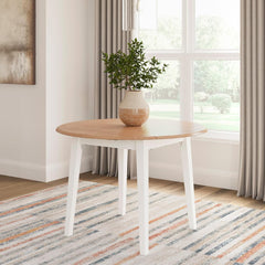 Signature Design by Ashley Gesthaven Casual Dining Drop Leaf Table, Light Brown & White