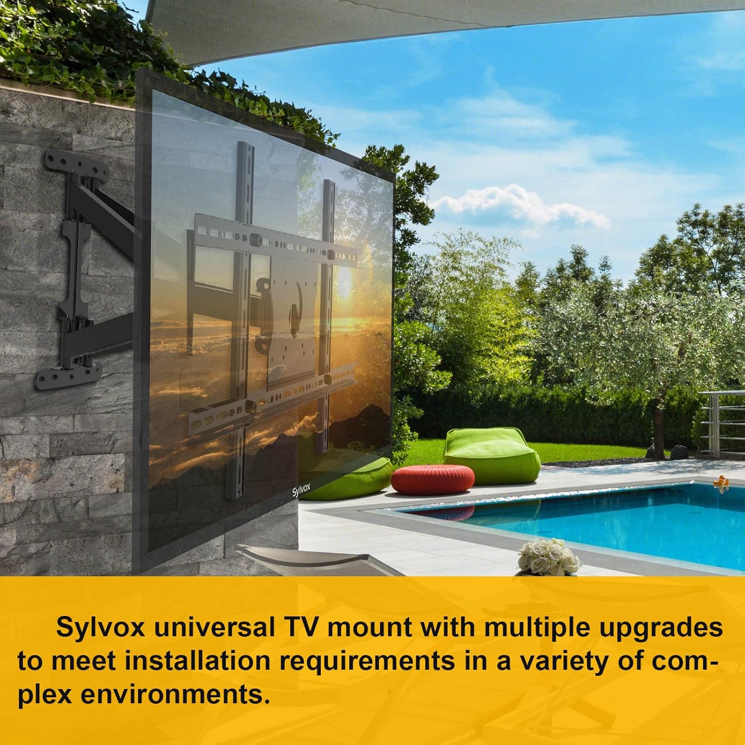 SYLVOX Full Motion Outdoor TV Wall Mount  Fits for TV Size from 40 Inch to 75 Inch  Flexible 6 Articulating Dual Arms  Wall Mount Bracket  Maximum VESA 600 x 400 mm