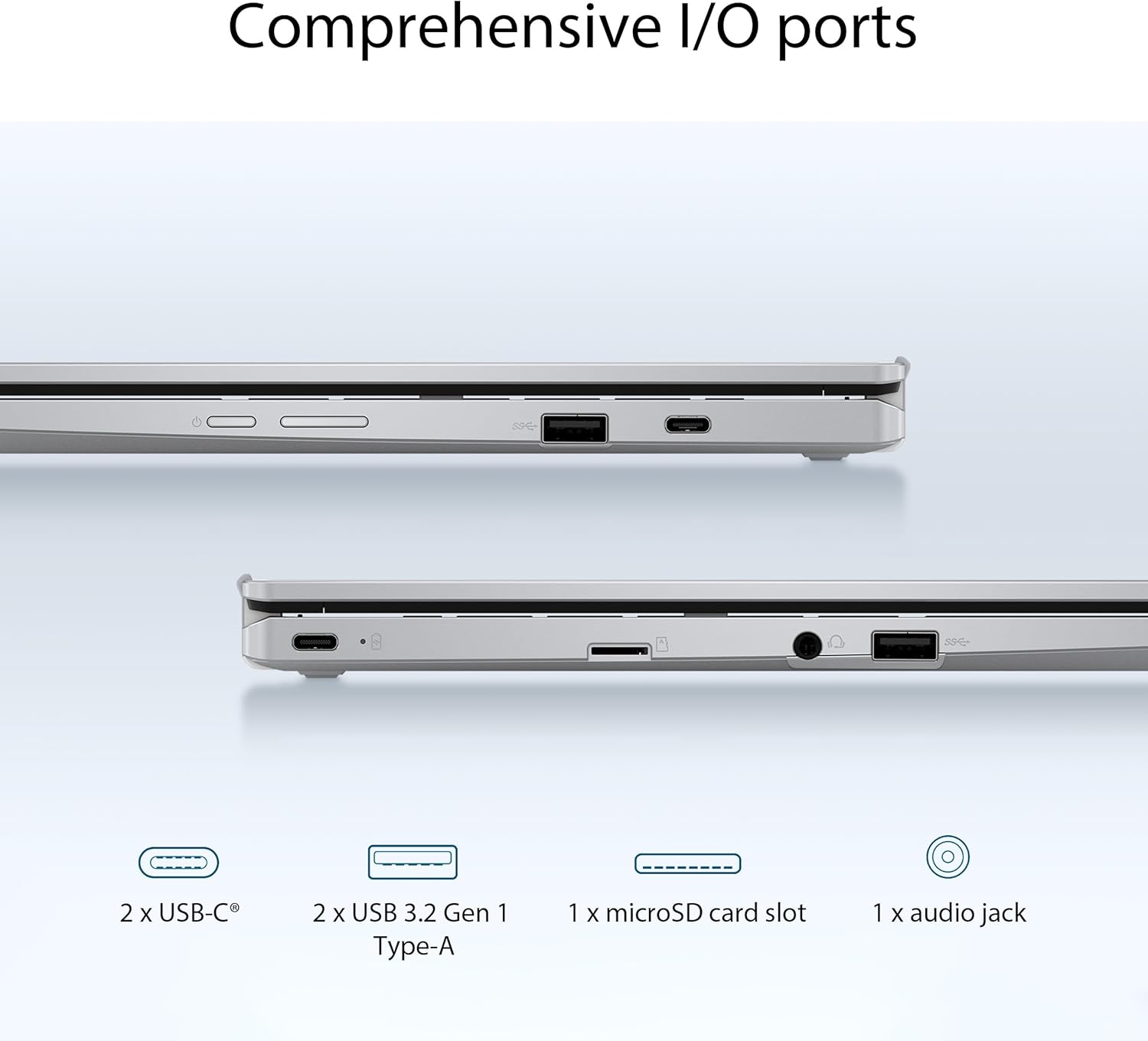 ASUS Chromebook Flip CX1 Convertible Laptop  14" FHD NanoEdge 360-degree Touchscreen  Intel Celeron N4500 Processor  128GB eMMC Storage  8GB RAM  ChromeOS  Transparent Silver  CX1400FKA-AS88FT