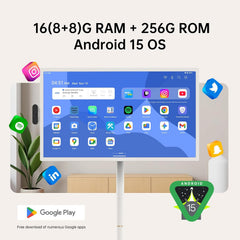 ApoloSign 32 inch UHD 4K Smart Portable TV Gen2  16G +256G Storage  Android 15 OS  15000mAh  Rolling TV on Wheels with Rotatable Touch Screen  Built-in Battery  Full Swivel Rotation  Voice Remote