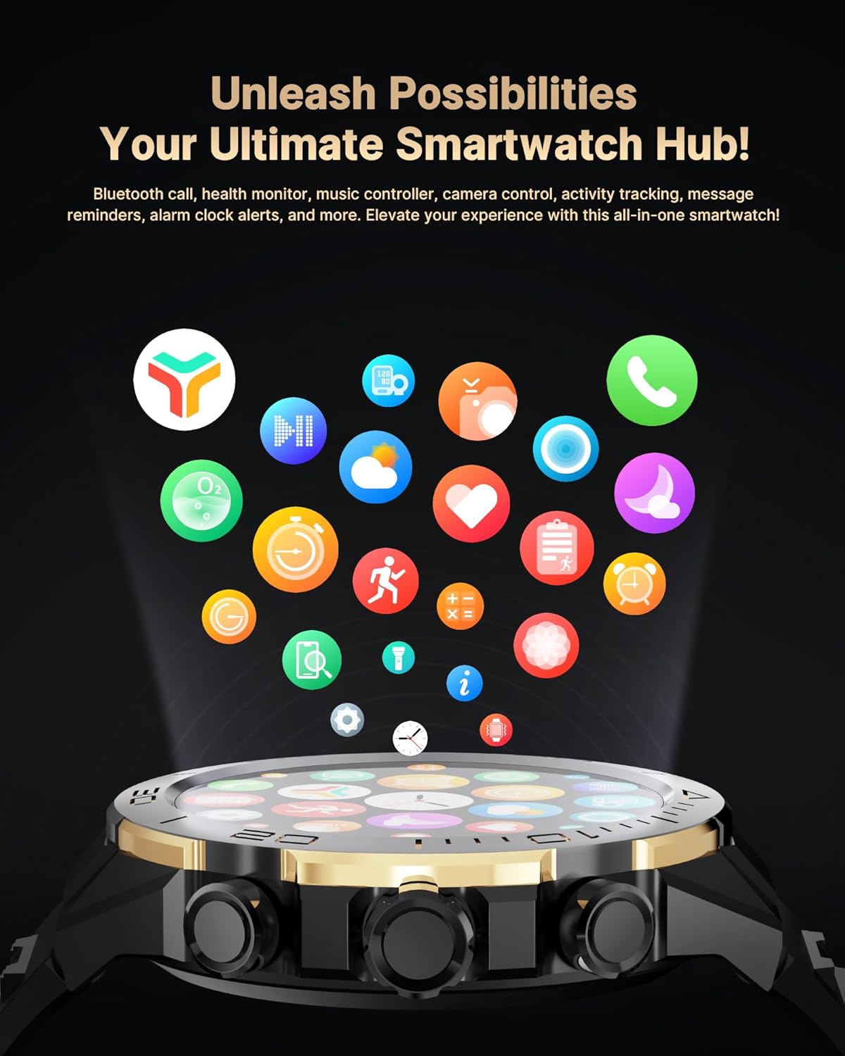 Smart Watch for Men Answer/Make Call for Android iPhone  1.43" AMOLED HD Screen Mens Luxury Watch  400mAh Heavy Duty Smartwatch Heart Rate Blood Oxygen Blood Pressure Sleep Monitor Pedometer  2 Straps