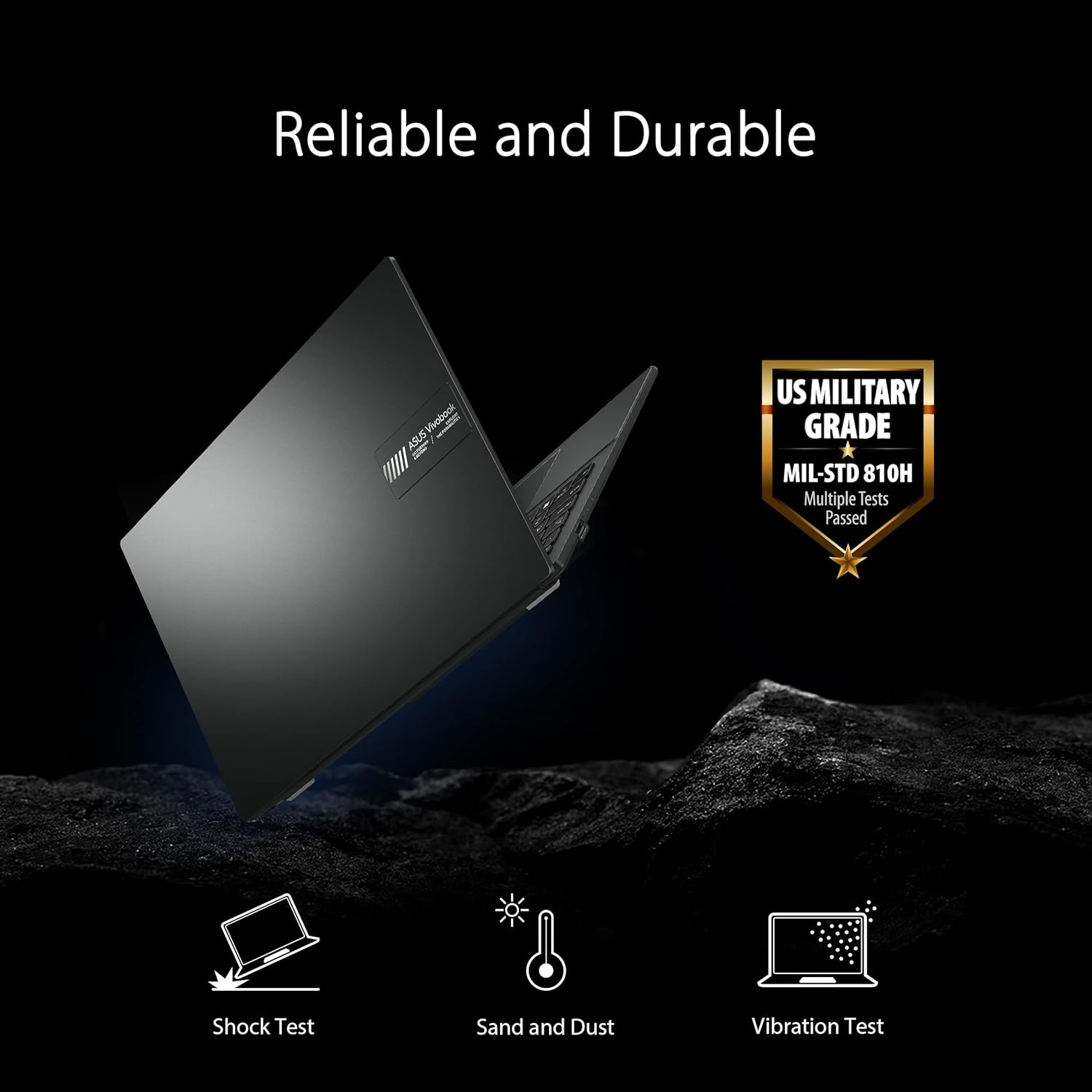 ASUS Vivobook Go 15.6” FHD Slim Laptop  AMD Ryzen 3 7320U Quad Core Processor  8GB DDR5 RAM  128GB SSD  Windows 11 Home  Fast Charging  Webcam Sheild  Military Grade Durability  Black  E1504FA-AS33