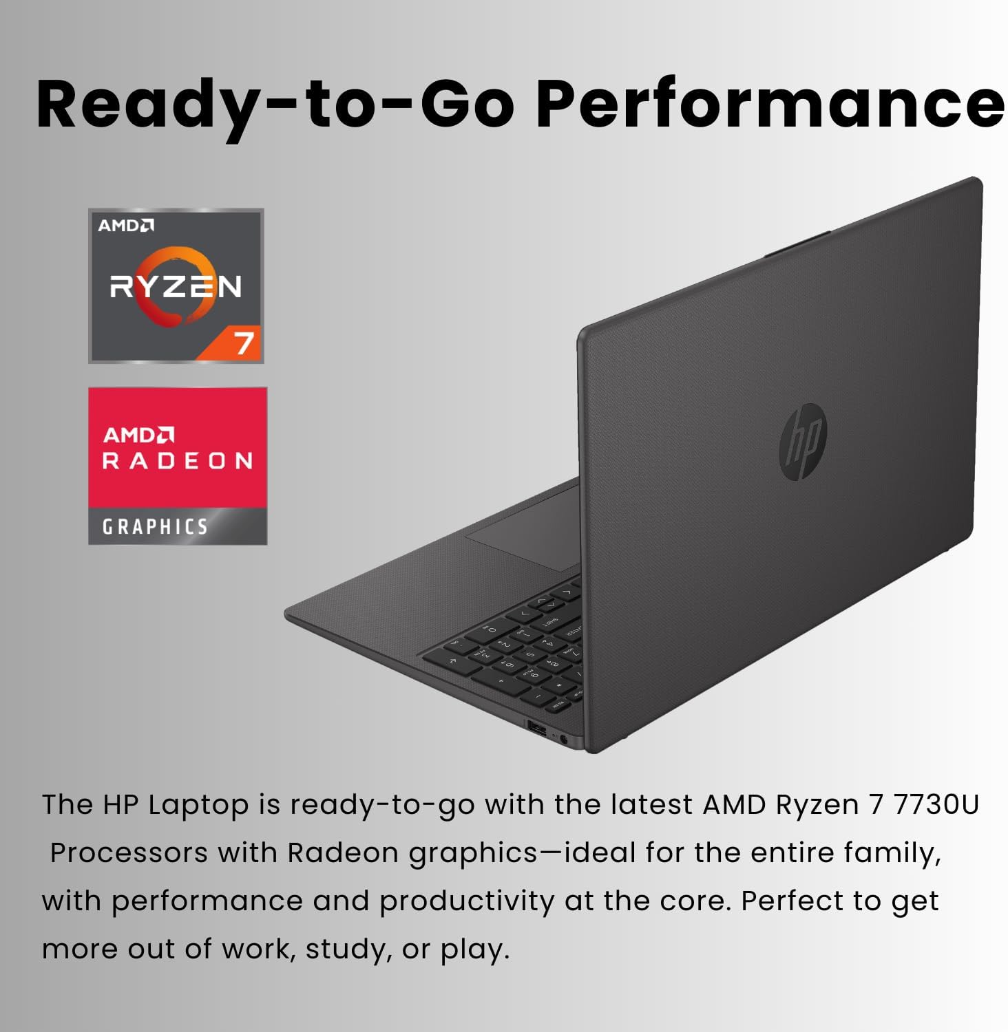 HP 255 G10 15.6" FHD Business Laptop  AMD Ryzen 7 7730U  32GB RAM  1TB PCIe SSD  Numeric Keypad  Webcam  Wi-Fi 6  HDMI  Windows 11 Pro  Black