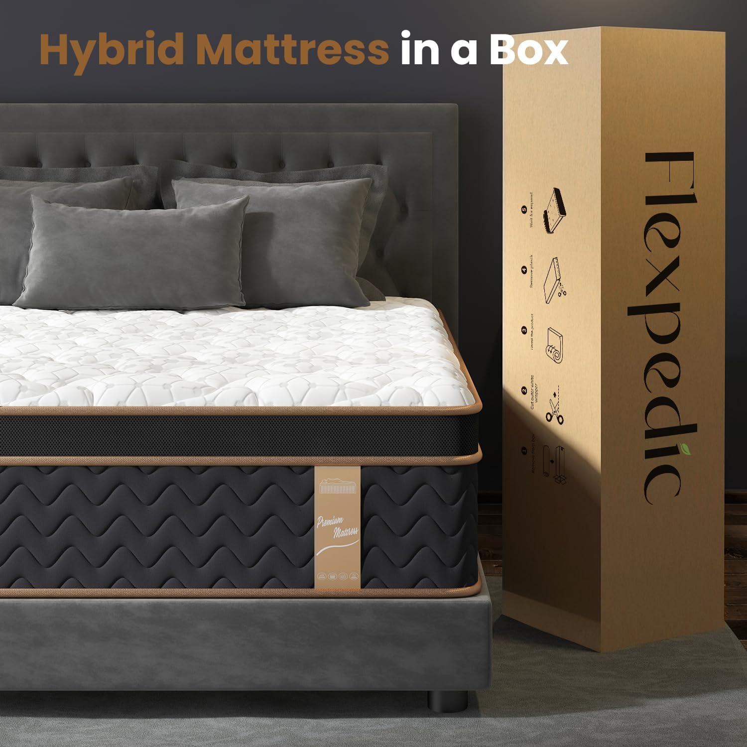 King Mattress 10 Inch, Cooling Hybrid Bed in a Box, Individual Pocket Springs, Motion Isolation, Targeted Hip/Shoulder/Lumbar Support, Fiberglass-Free, Ergonomic Zones, 365-Night Trial, CertiPUR-US