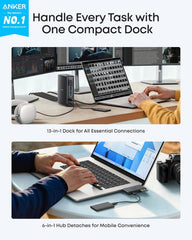 Anker Nano Laptop Docking Station with Detachable Hub  13-in-1 USB-C Triple Display Docking with 2 HDMI+1 DP  10 Gbps USB-C  3 USB-A  Audio  SD/TF  Ethernet  100W Max PD for Dell  Lenovo  HP  and More