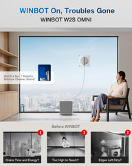 ECOVACS WINBOT W2S Omni Window Cleaning Robot, with 6-in-1 Multifunction Station, TruEdge Edge-to-Edge Precision, Triple Wide-Angle Spray Nozzles, 12-Level Safety System, Dual Power Modes