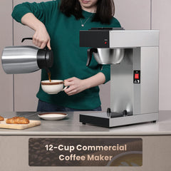 SYBO Commercial Coffee Makers 12 Cup, Drip Coffee Maker Brewer with 74Oz thermal carafe, Stainless Steel Cafetera SF-CB-1AA