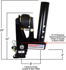 Shocker 30K Gooseneck Air Hitch & 9" Extension Shift Lock Coupler for 2-5/16" Ball, Round 4" Blank (No Pin Hole)