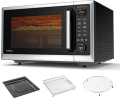 TOSHIBA OptiChef Air Fryer Combo Countertop Microwave Oven with 2.4-Inch Color Screen, Origin Inverter Technology, Smart Sensor, Compatible with Alexa, 1100W, 1.3 Cu.Ft, Silver ML2-STC13SAIT(SS)