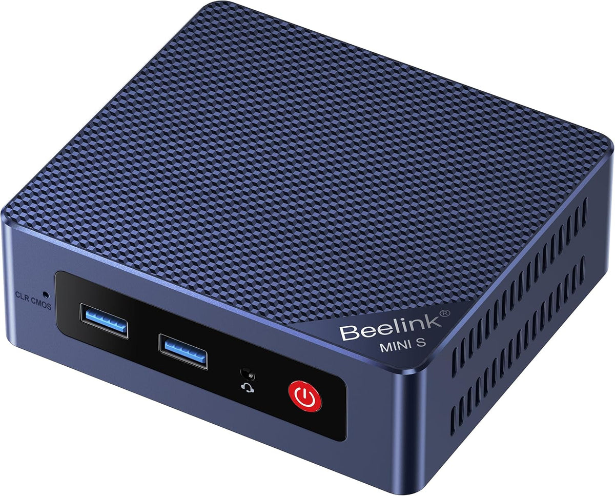 Beelink EQ Mini PC Mini S12 N95 Intel Alder Lake-N95 (up to 3.4GHz) 16GB DDR4 500GB M.2 SSD Mini Desktop Computer  Support 4K@60Hz Dual HDMI Display  2.5G LAN/USB3.2/Low-Power Home/Office Micro PC