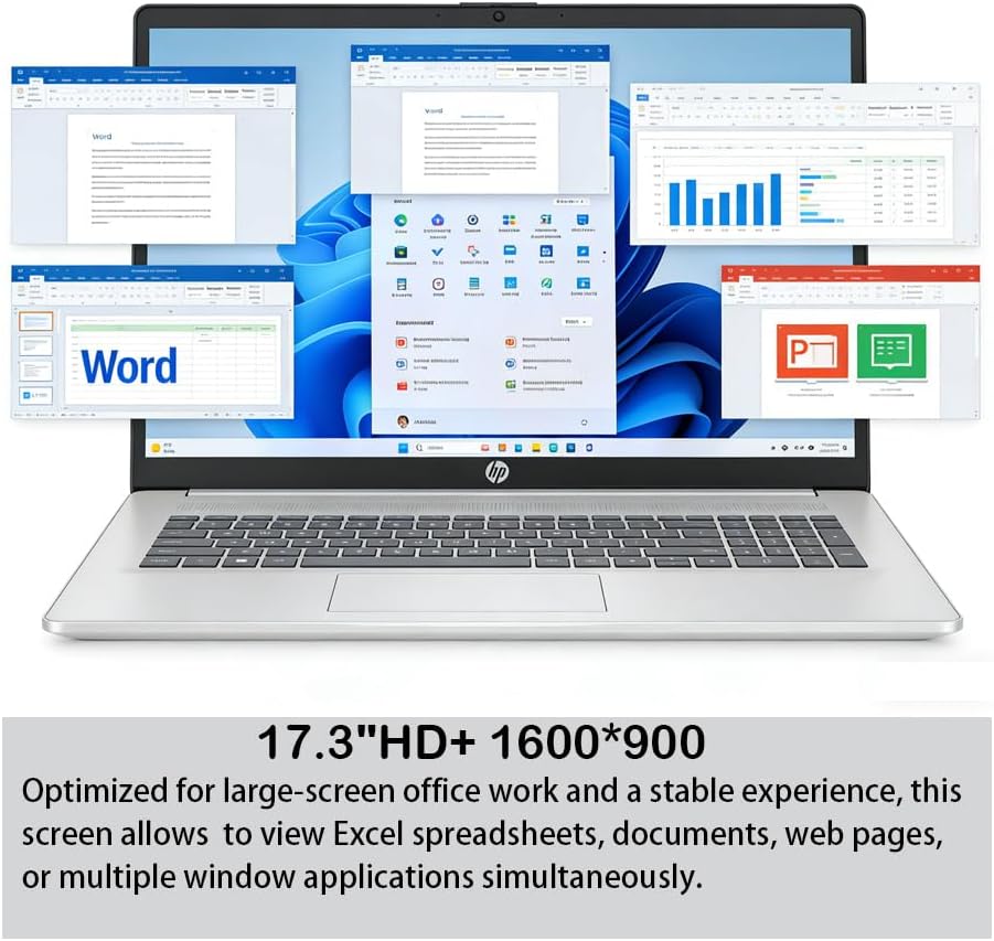 HP 17.3’’ Touchscreen Laptop Computer-Windows 11 Pro for Business & Home Use  8-Cores Intel i3-N305  32GB RAM  128GB eMMC+1TB PCIe M.2 SSD  720 HD Webcam  HDMI  Num Pad  Wi-Fi 6  1 Year Office 365