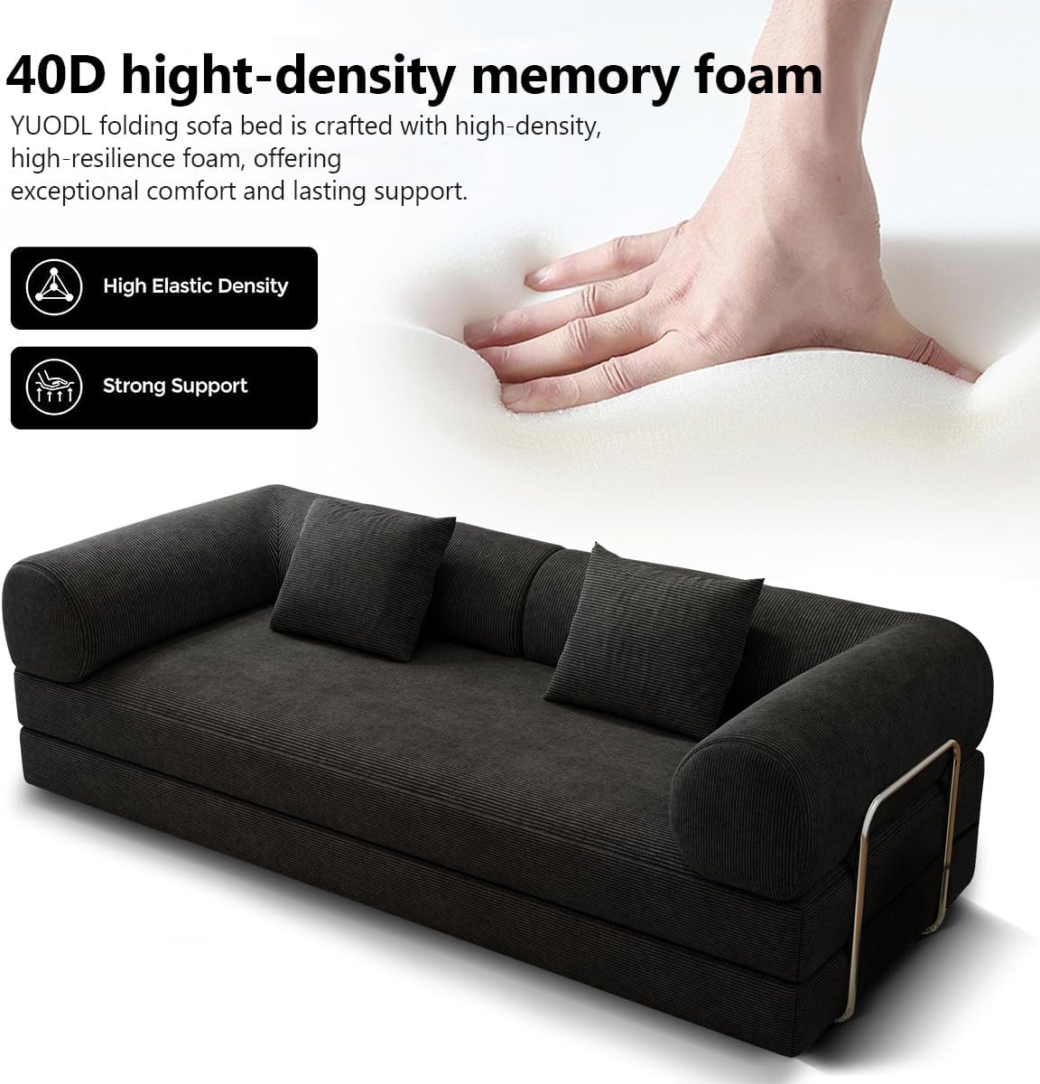 78.8" Modular Sofa Bed - 4-in-1 Convertible Design with Corduroy Fabric and High Density Sponge, Removable Cover and Fixed Frame