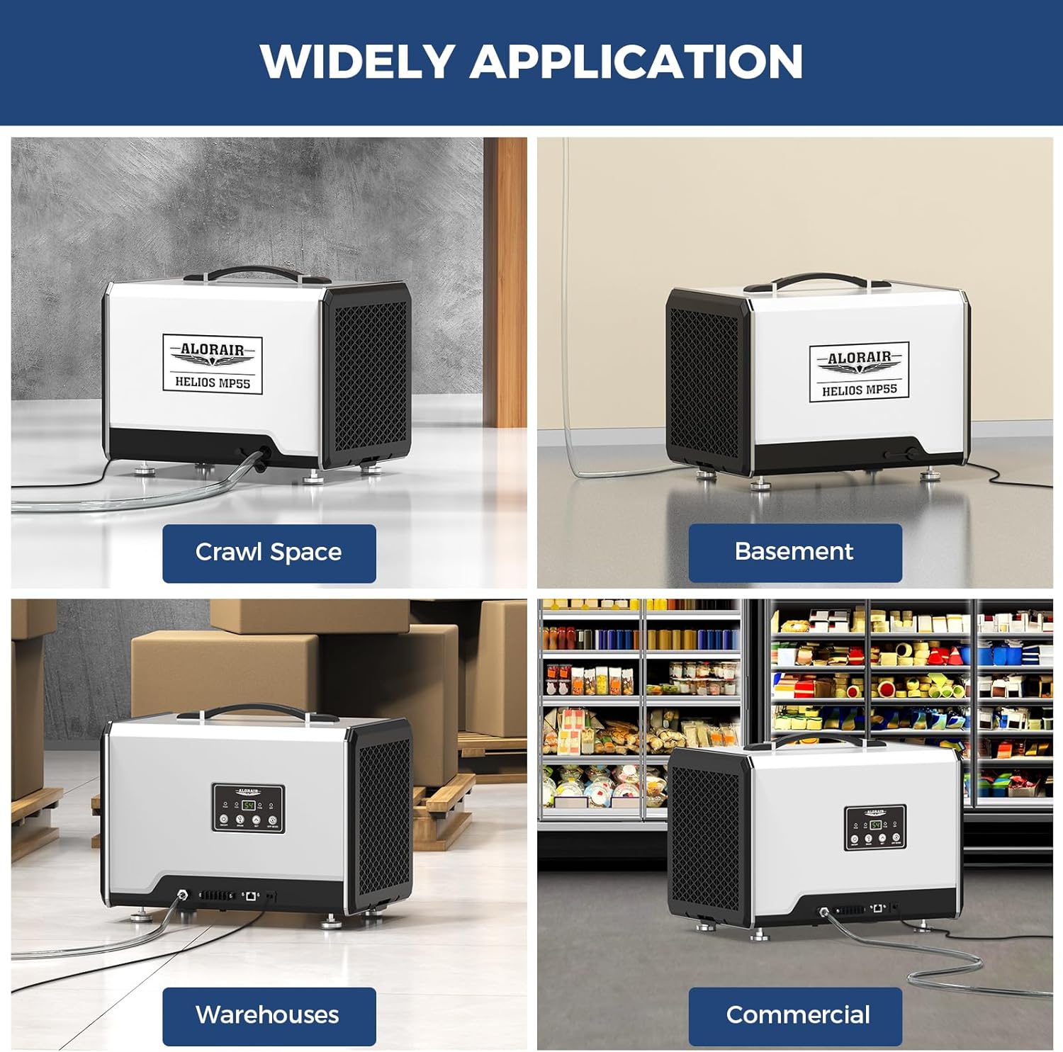 ALORAIR 120 PPD Commercial Dehumidifier with Pump, Crawl Space Dehumidifier for Up to 1,500 Sq. Ft., Portable Industrial Water Damage Unit for Basement, Home, Garage, Attic, 5-Year Limited Warranty