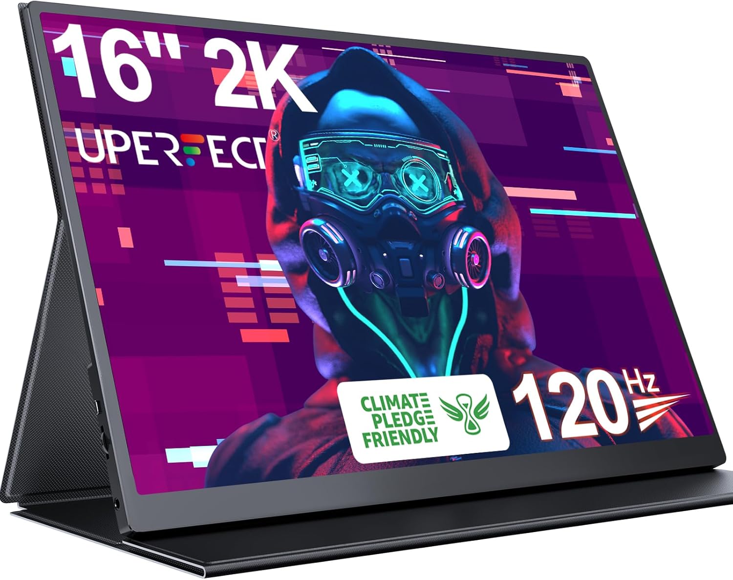 UPERFECT 2K 120Hz Portable Gaming Monitor  16" 2560x1600 QHD 16:10 400 Nits Portable Monitor for Laptop w/VESA & Cover HDR Eye Care External Second Screen for PC Phone Game Console