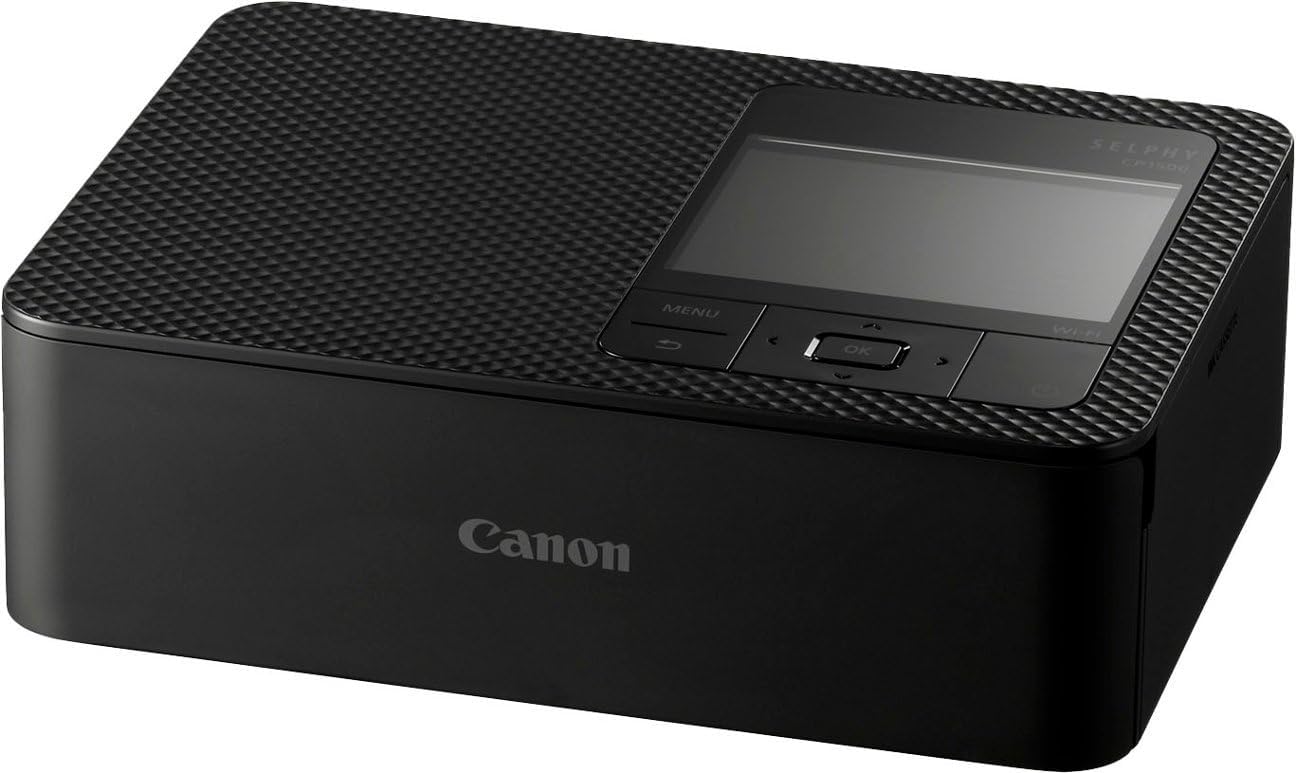 Canon Selphy CP1500 Wireless Compact Photo Printer (Black) Bundle with KP-108IN Color Ink Paper Set (108 Sheets of 4x6 Paper + 3 Ink Cartridges) + 6-Slot Memory Card Holder + More