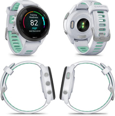 Wearable4U Garmin Forerunner 265S Music GPS Running 42 mm Smartwatch  Whitestone with AMOLED 1.1in Touchscreen Display Black Earbuds Bundle