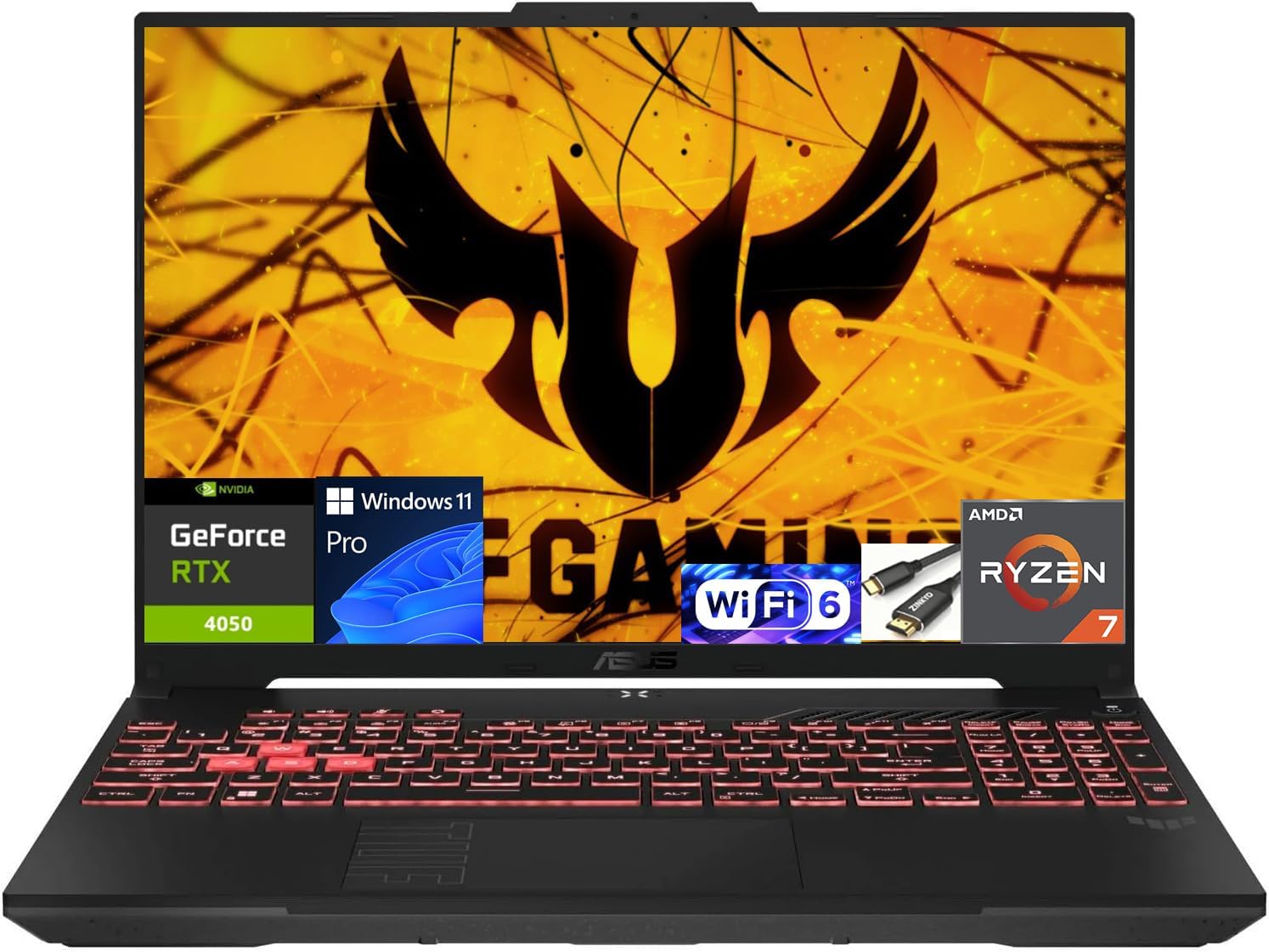 ASUS TUF Gaming A16 Laptop: AMD Ryzen 7 7445HS  16" Full HD+ 145Hz Display  NVIDIA GeForce RTX 4050  24GB DDR5 RAM  512GB SSD  Backlit Keyboard  Windows 11