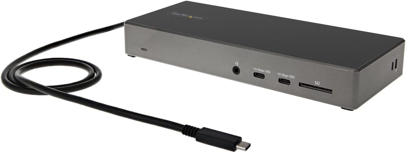 StarTech.com USB C Triple 4K Monitor Docking Station - 100W Power Delivery - DP 1.4 Alt Mode & DSC  2 DisplayPort/HDMI 2.0-6 USB (2 at 10Gbps)  SD - Windows/Chrome (DK31C2DHSPD) - Black & Space Gray